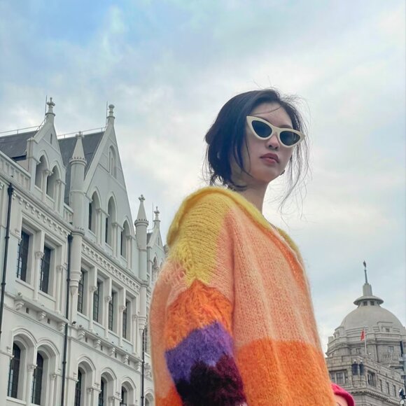 Free people Bohemian mohair sweater - long multicolor sunset cardigan - Picture 4 of 12